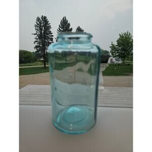 Antique Blue Pt Jar with small lid opening Owens Bottle Company, Ohio 1911-1929